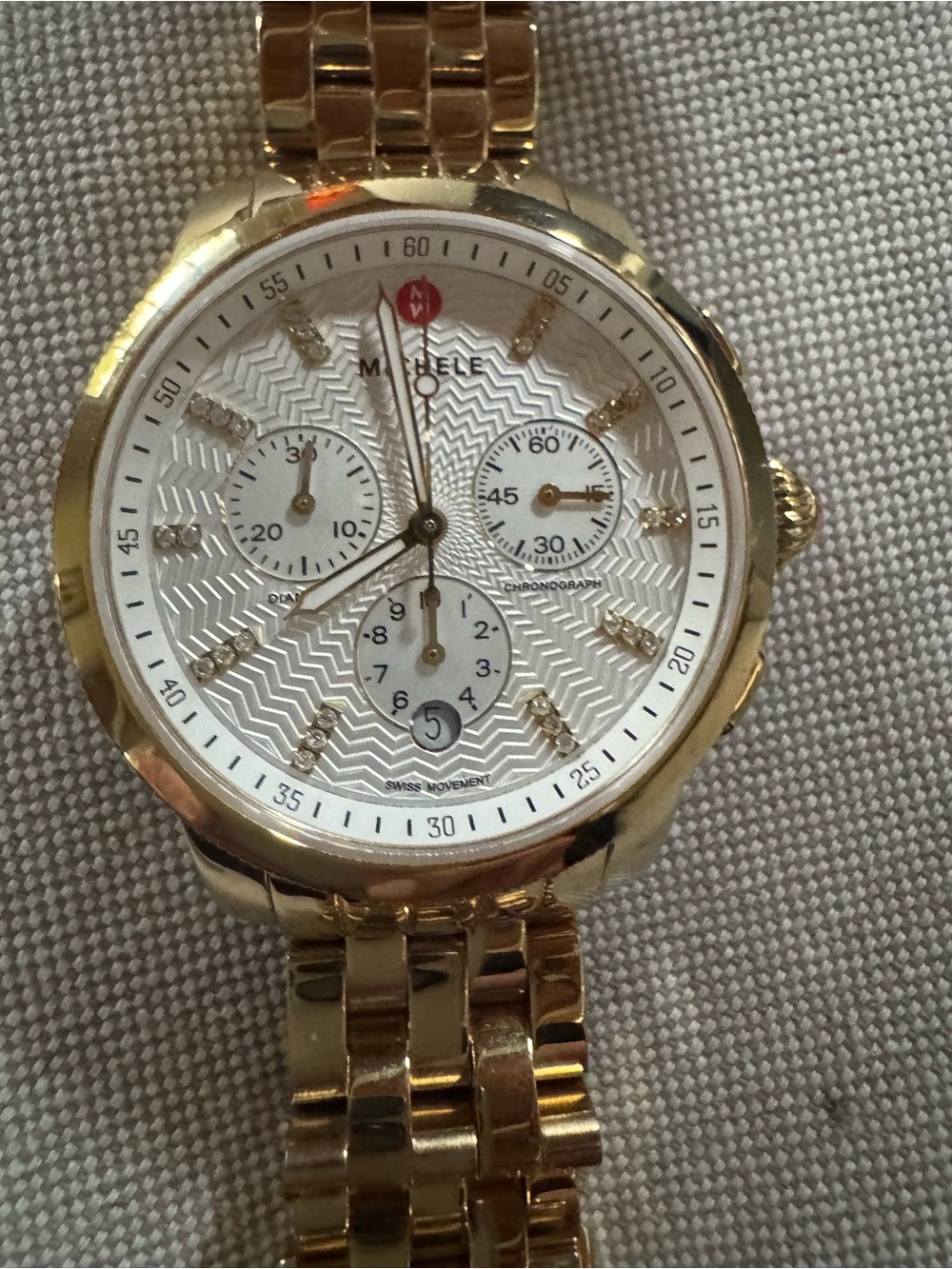 Michele Gold and white  Women's Chronograph Watch.